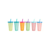 6-Piece 24-Oz Neon Colour Changing Tumbler Set