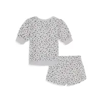 Little Girl's 2-Piece Fleece Top & Shorts Set
