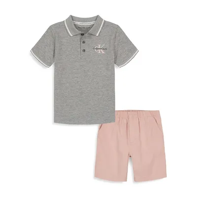 Little Boy's 2-Piece Polo Shirt & Shorts Set