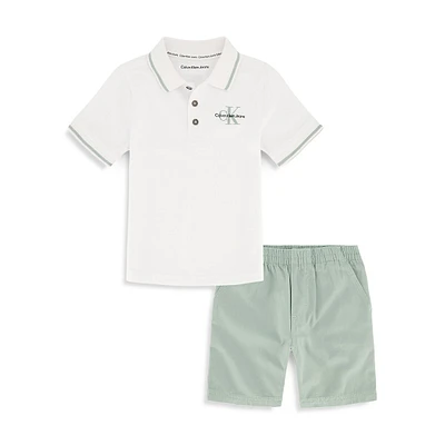 Little Boy's 2-Piece Polo Shirt & Shorts Set