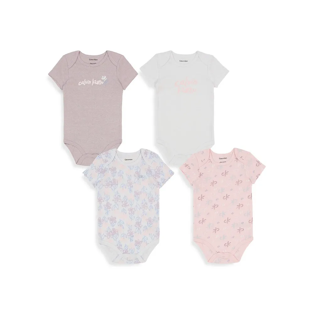 Calvin Klein Baby Girl's 4-Pack Bodysuit