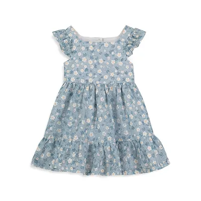 Baby Girl's Floral Ruffled-Hem Dress