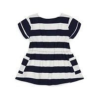 Little Girl's Striped Floral T-Shirt Dress