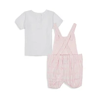 Baby Girl's 2-Piece Butterfly-Print Shortall Set