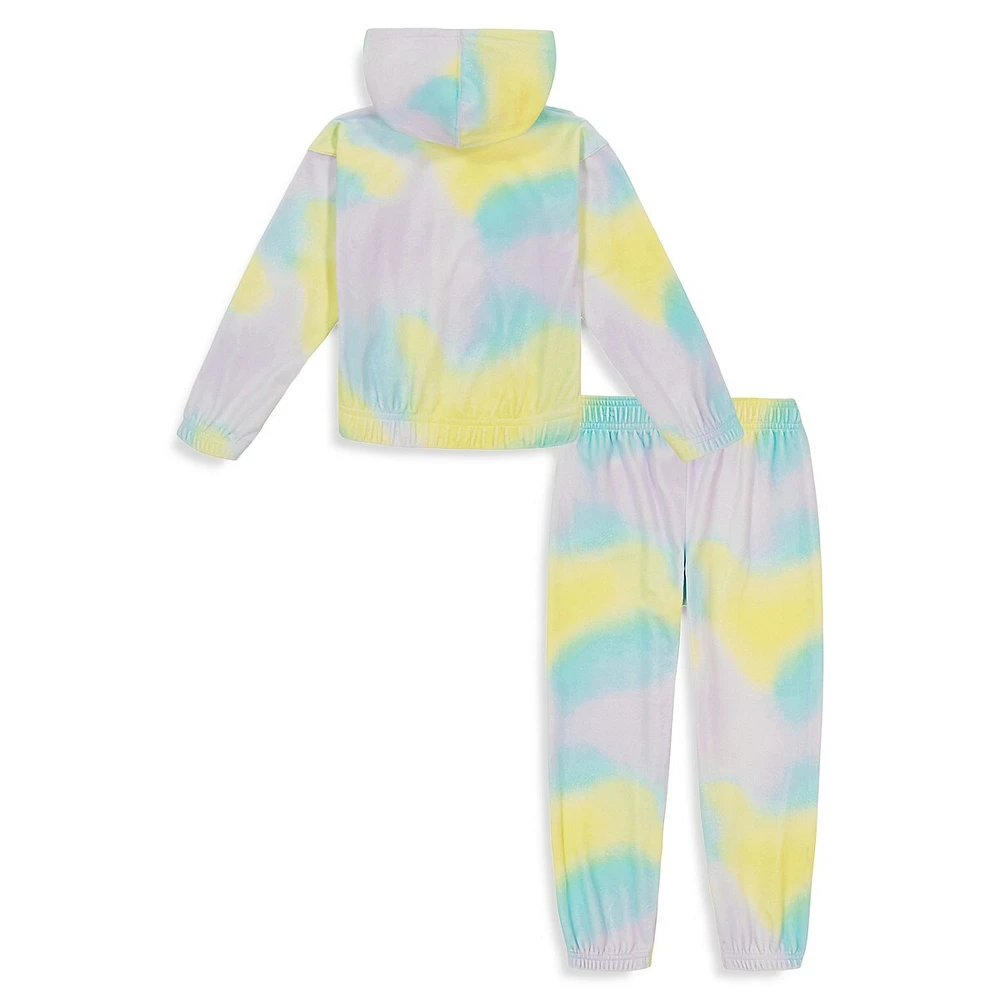 Little Girl's Soft Blur 2-Piece Velour Hoodie Set