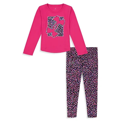 Little Girl's 2-Piece Dot No Print Top & Leggings Set