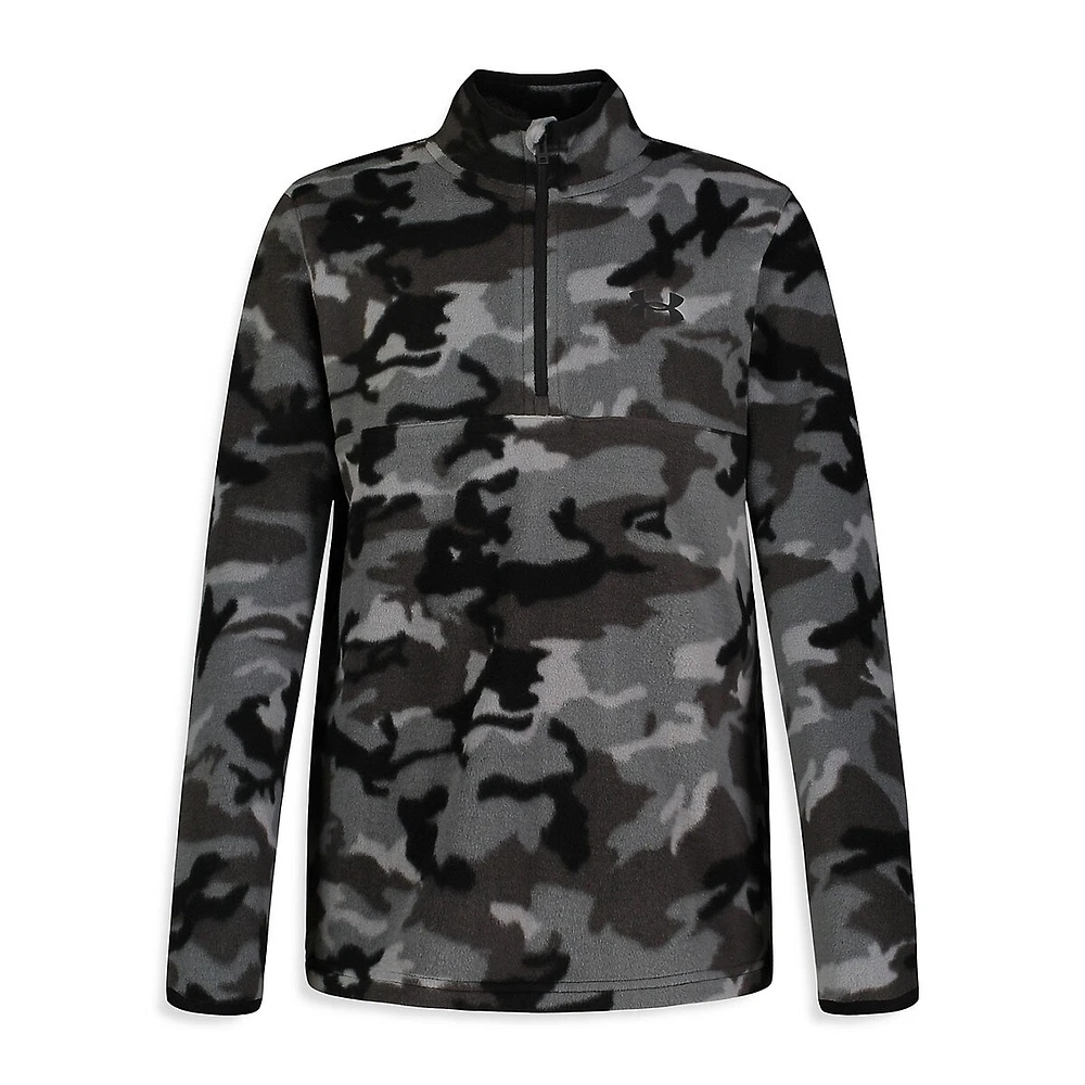 Boy's UA Quarter-Zip Camo Fleece Top