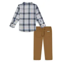 Little Boy's 2-Piece Plaid Shirt and Pant Set