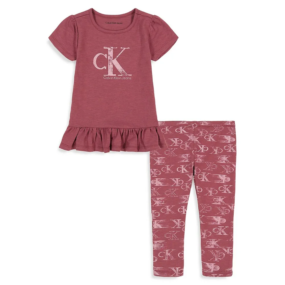 Calvin Klein Little Girl's 2-Piece Logo Tunic & Leggings Set