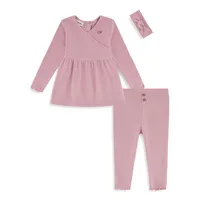 Baby Girl's 3-Piece Rib-Knit Tunic Set