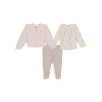 Baby Girl's 3-Piece Jacket, Top and Leggings Set