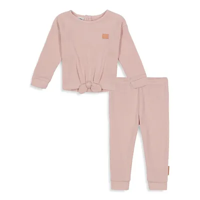 Baby Girl's 2-Piece Waffle Top and Joggers Set