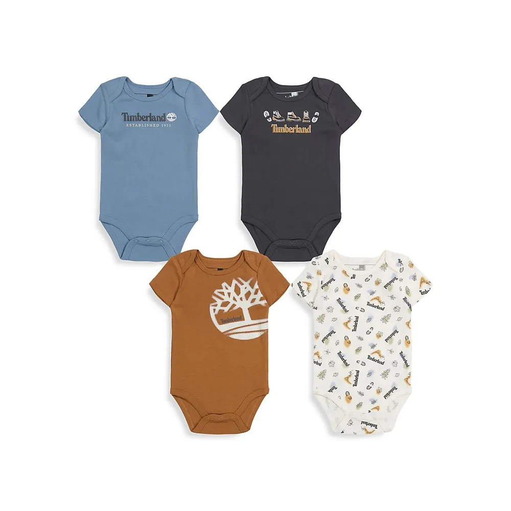 Timberland Baby's 4-Piece Logo Bodysuit Set