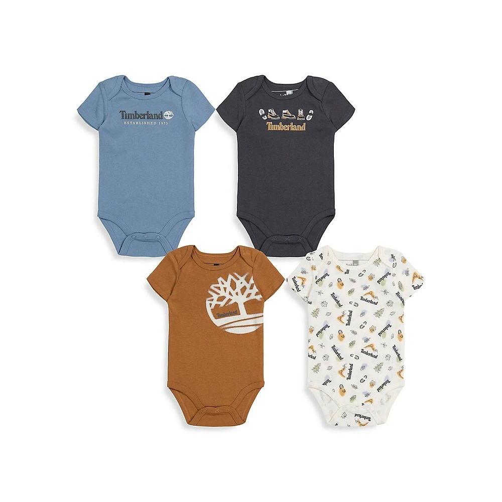 Timberland Baby's 4-Piece Logo Bodysuit Set