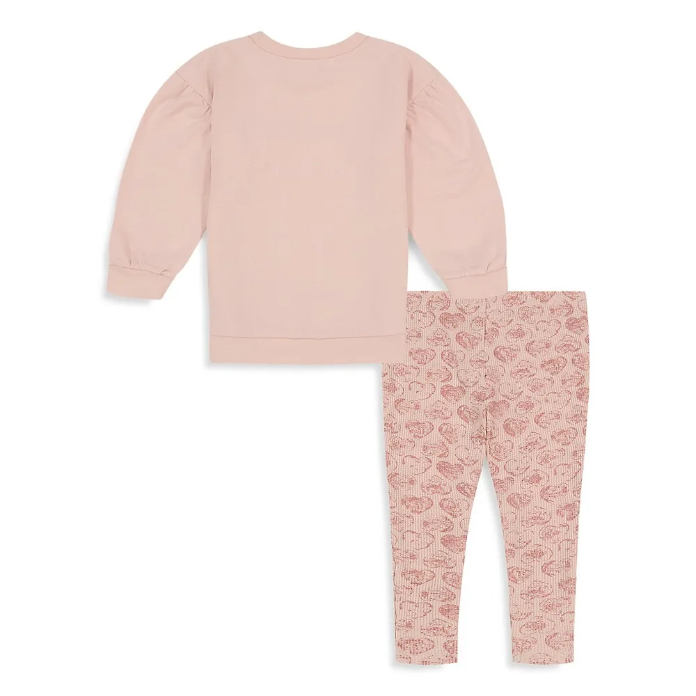 Little Girl's 2-Piece Tunic and Heart-Print Legging Set