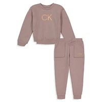 Ensemble pantalon de survêtement en molleton pour fillette, 2 pièces