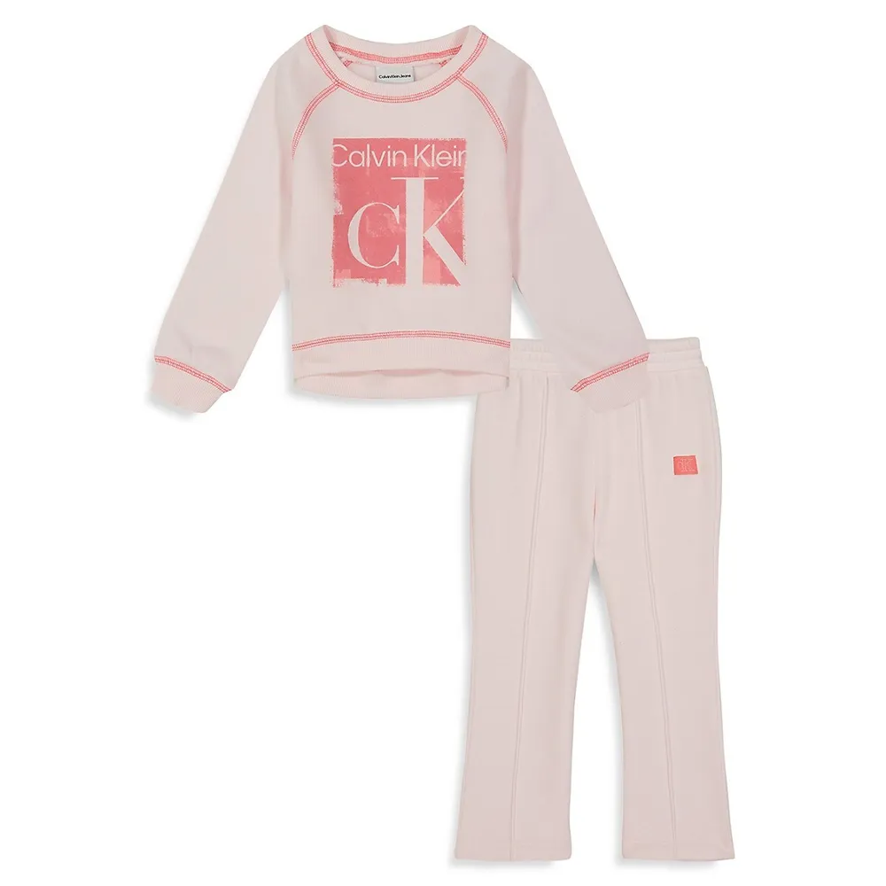 Calvin Klein Little Girl's 2-Piece Logo Fleece Set