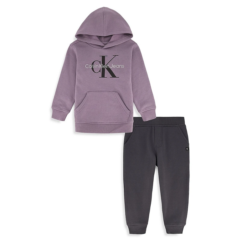 Little Boy's 2-Piece Logo Hoodie & Fleece Sweatants Set