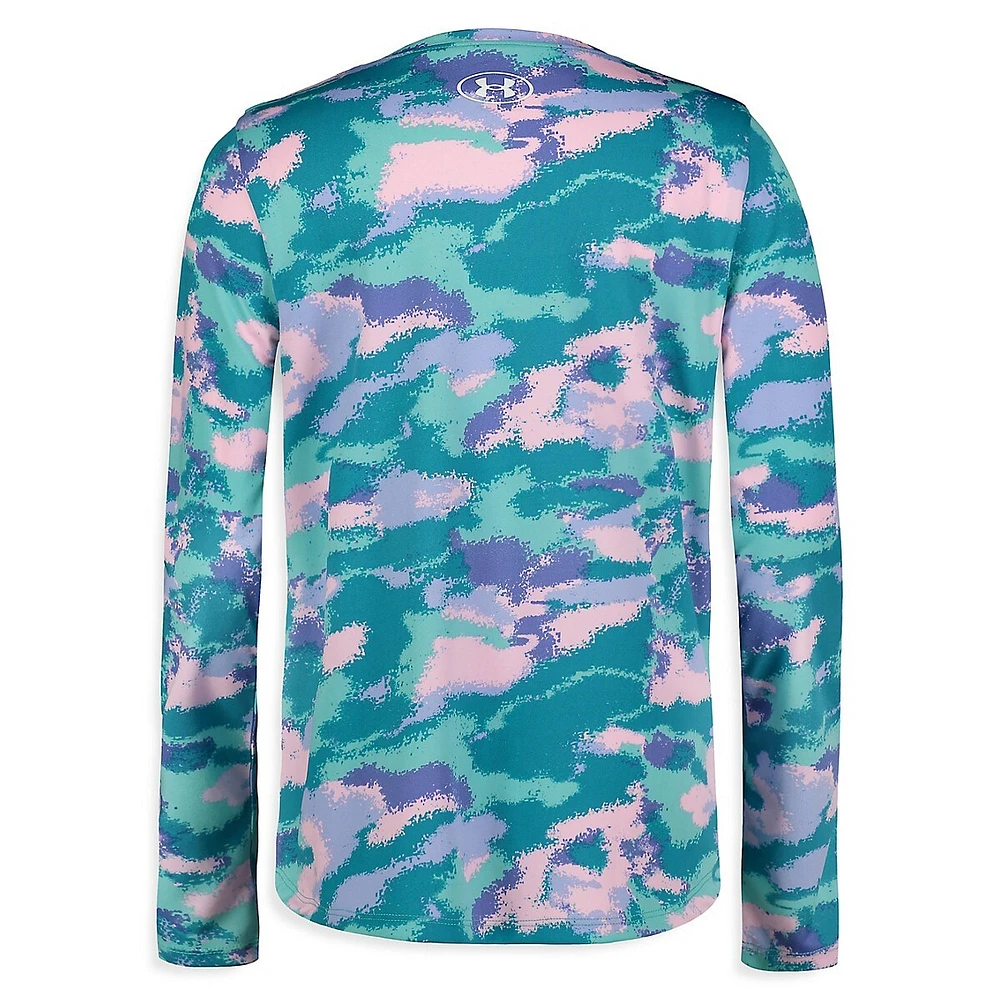 Maillot dermoprotecteur UA Dissolve Camo FPRUV 50+ pour fille