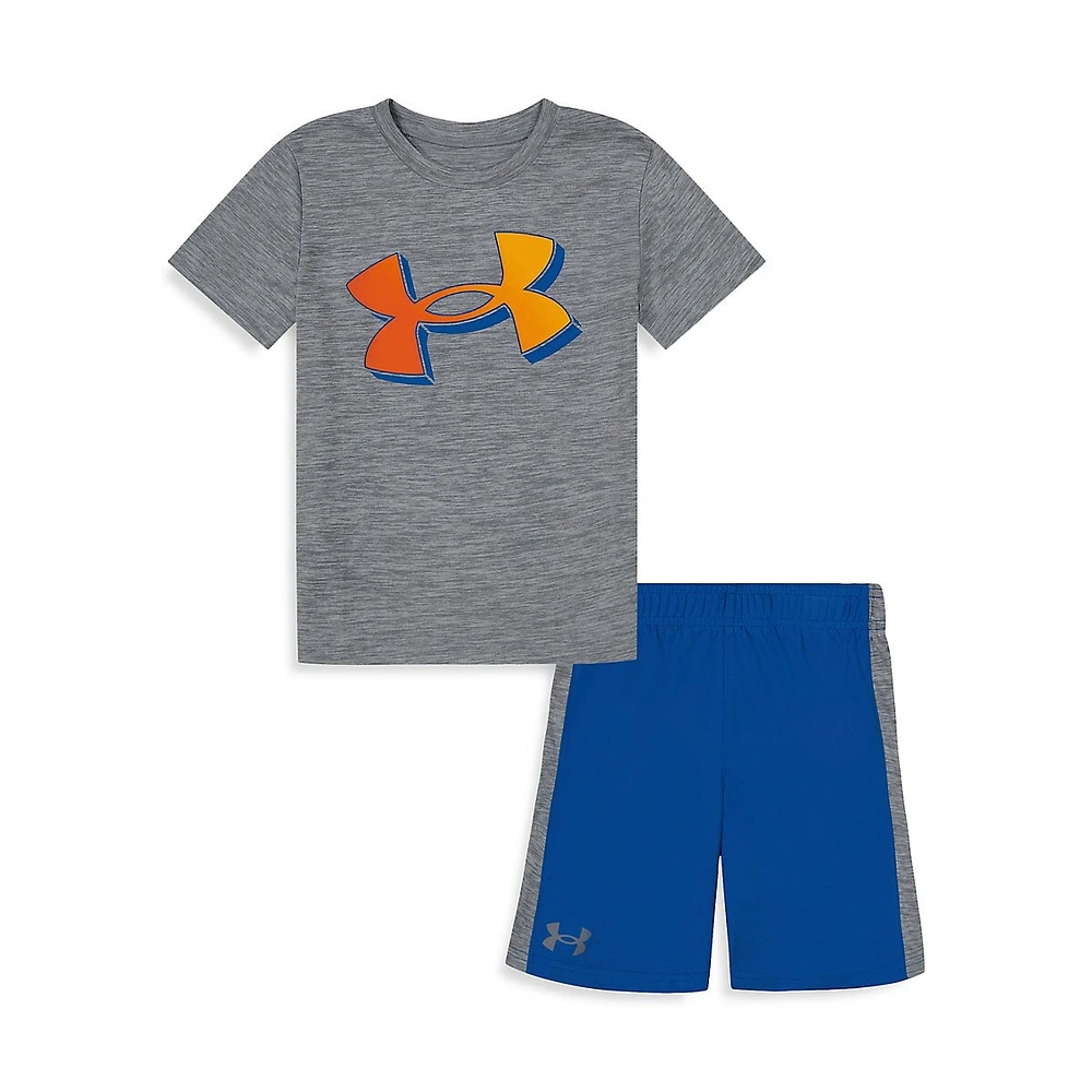 Ensemble avec short et t-shirt à gros logo empiècement latéral d'UA pour petit garçon