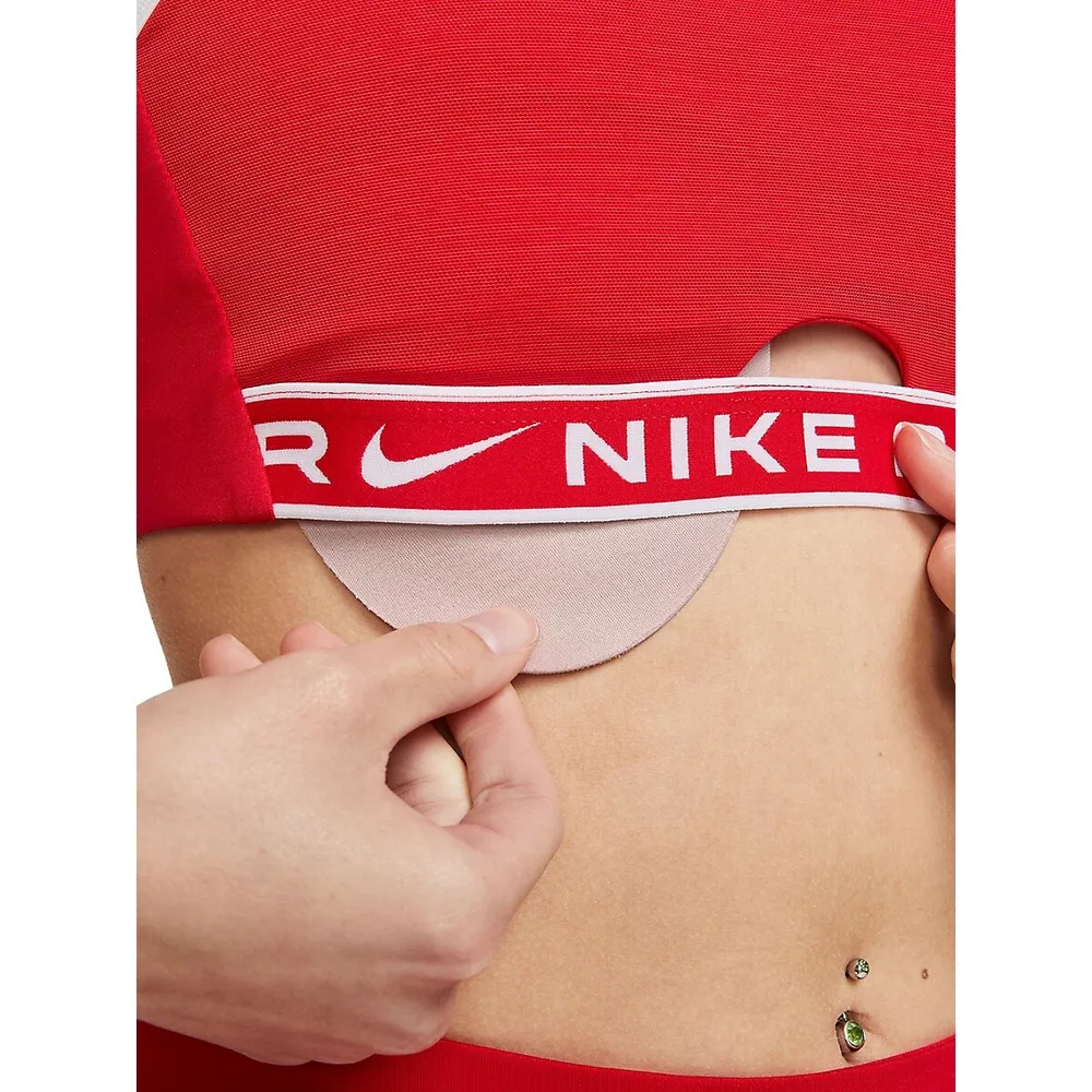 Nike Plus Medium-Support Swoosh Logo Padded Sports Bra DX6823-100