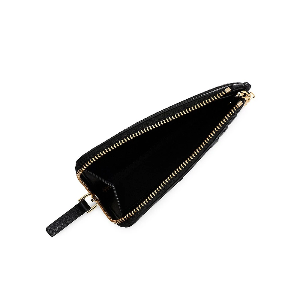 Portefeuille multiple en cuir à fermeture éclair sur le dessus