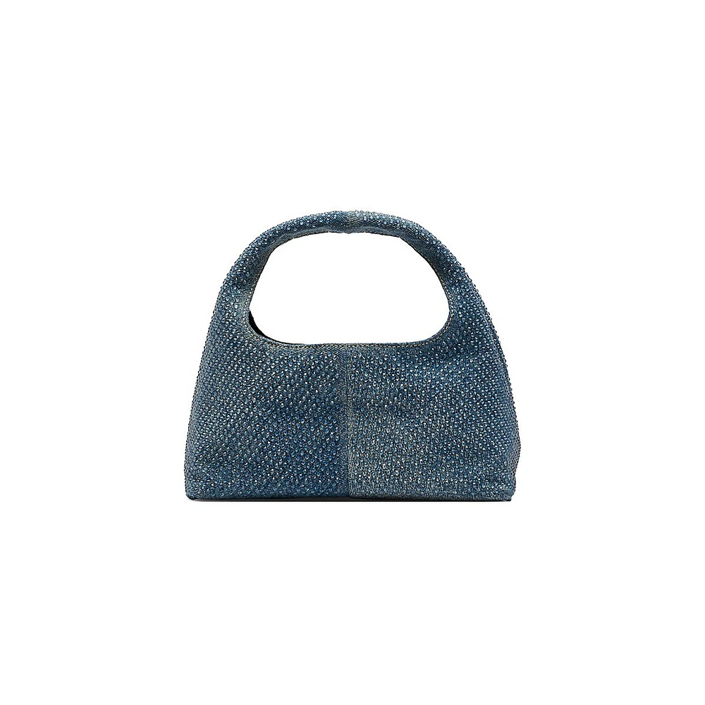 The Crystal Denim Mini Sack Bag