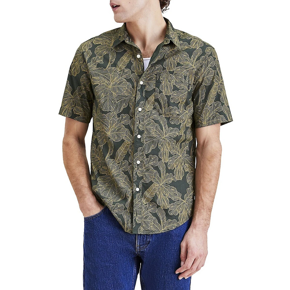 Floral Short-Sleeve Regular-Fit Casual Shirt