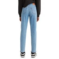 High-Rise Mom Jeans Light Indigo Worn-In