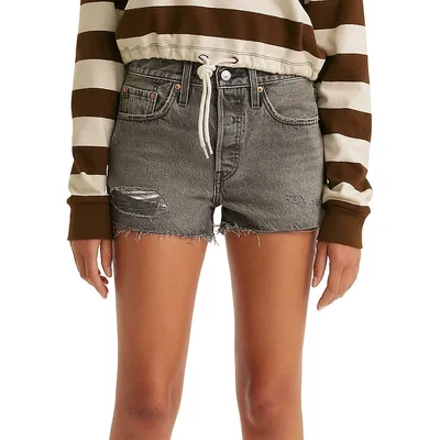 501 Original High-Rise Distressed Jean Shorts