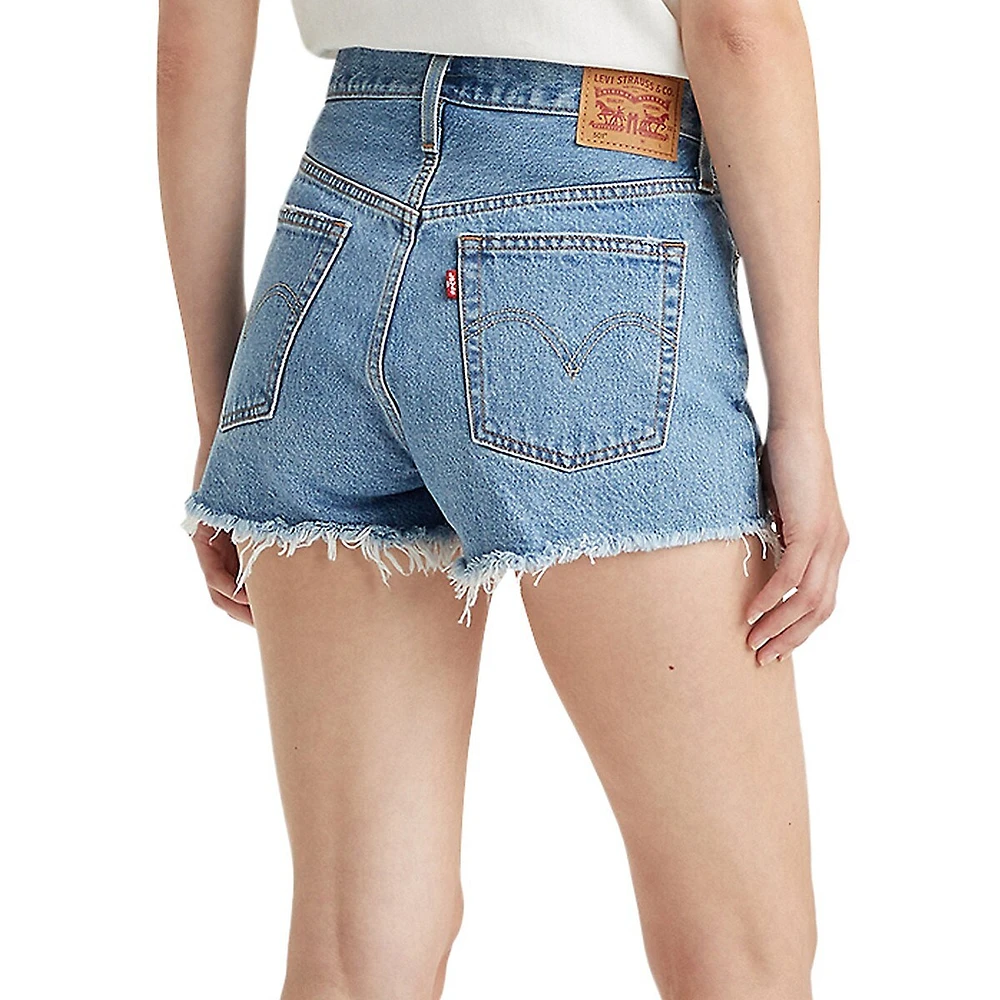 501 Original High Rise Jean Shorts Medium Indigo Destructed