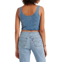 Charlie Denim Crop Top Indigo Stonewash