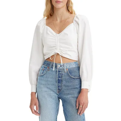 Devin Centre-Drawstring Cropped Blouse