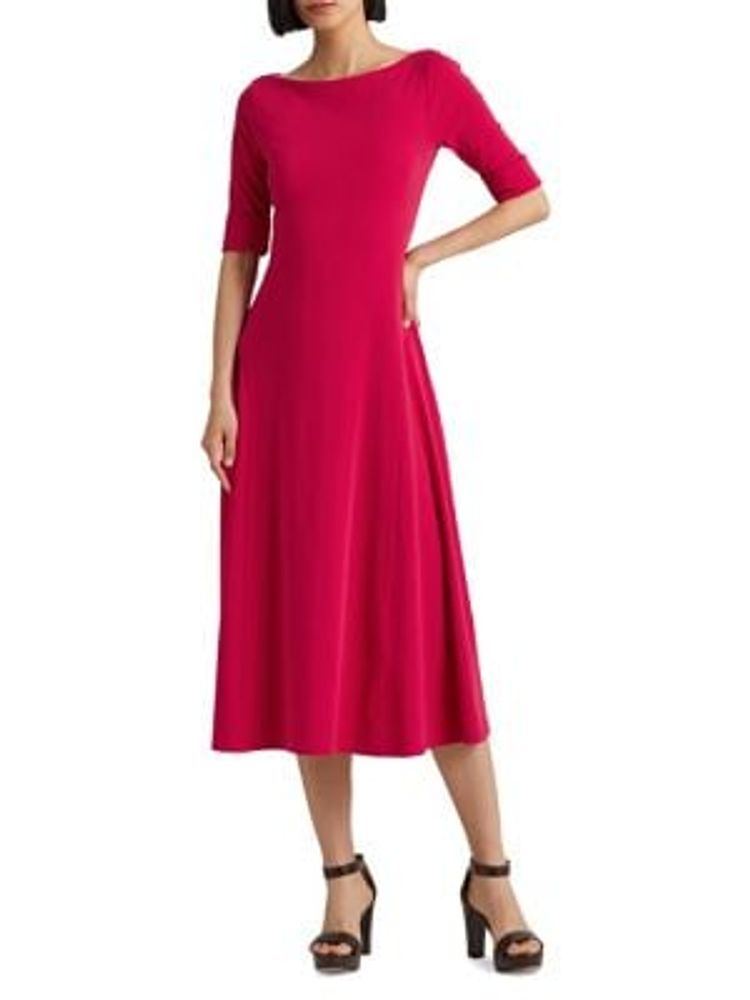 lauren ralph lauren floral stretch cotton midi dress