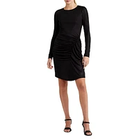 Slim-Fit Foil Shirred Shift Dress