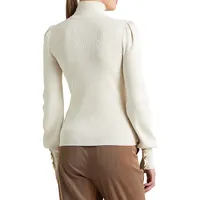 Slim-Fit Button-Trim Mockneck Sweater