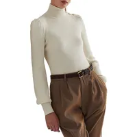 Slim-Fit Button-Trim Mockneck Sweater