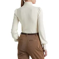 Slim-Fit Button-Trim Mockneck Sweater