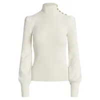 Slim-Fit Button-Trim Mockneck Sweater