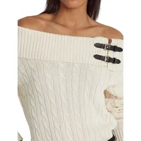 Off-The-Shoulder Cable-Knit Sweater
