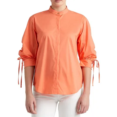 Ruched-Sleeve Shirt