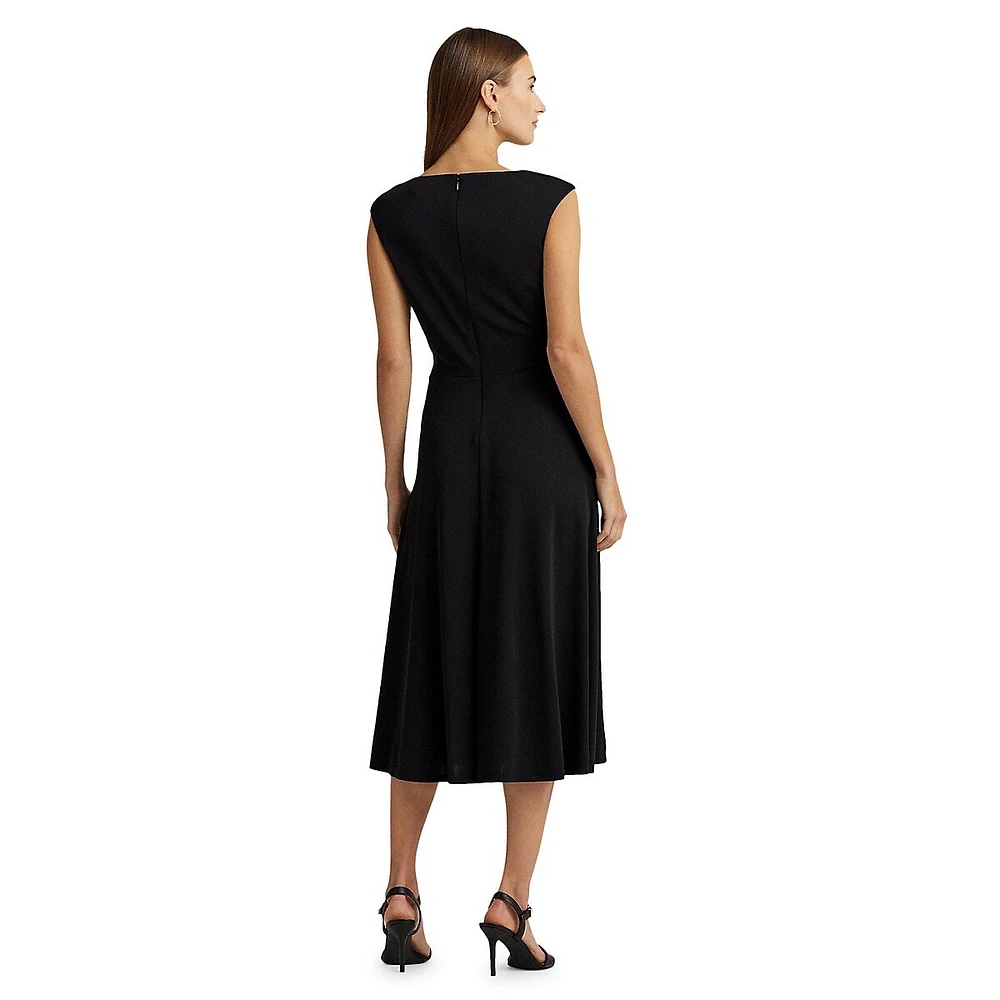 Twist-Front Sleeveless Midi Dress