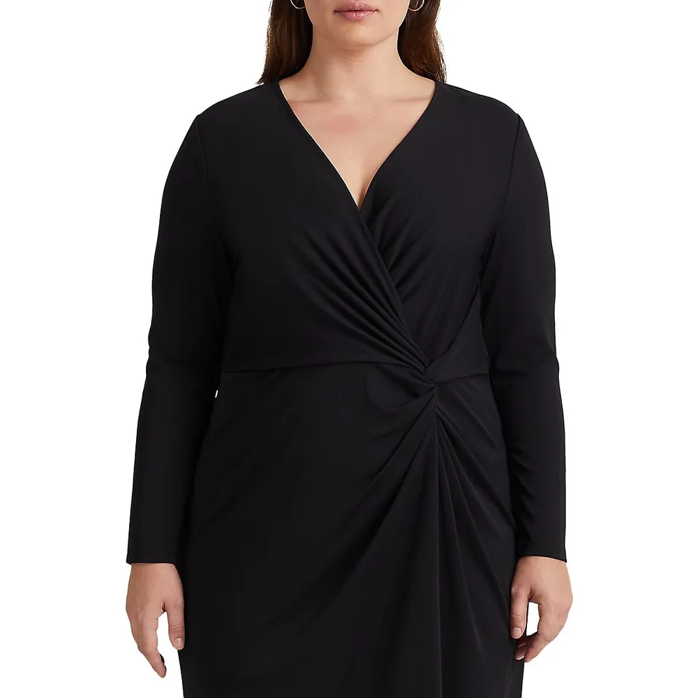 Plus Twist-Front Stretch Jersey Dress