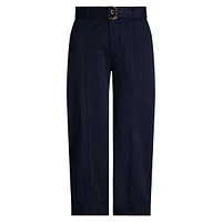 Belted Twill Wide-Leg Pants