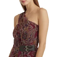Latyosa One-Shoulder Paisley Gown