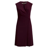 Plus Sleeveless Belt-Detail Draped Dress