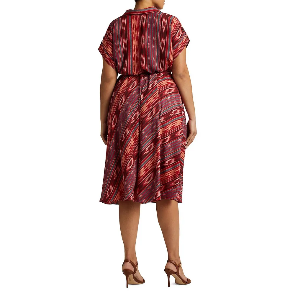 Plus Printed Wrap Shirtdress