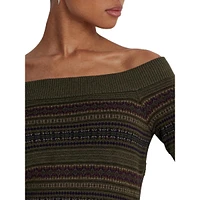 Fair Isle Off-the-Shoulder Sweater Dress