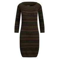 Fair Isle Off-the-Shoulder Sweater Dress