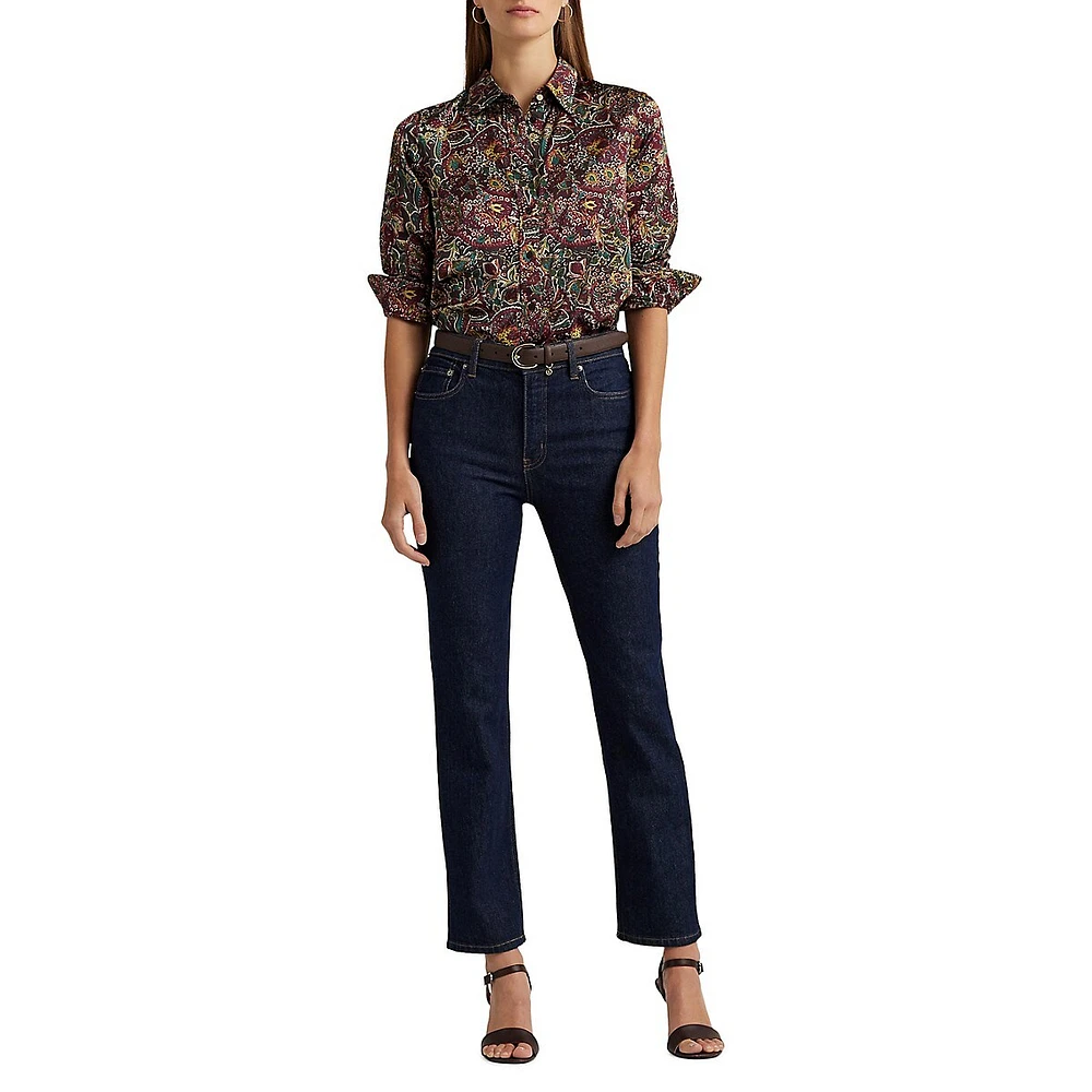 Floral Satin Charmeuse Shirt